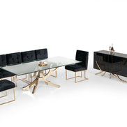 Legend Modern Glass & Gold Dining Table - image 5