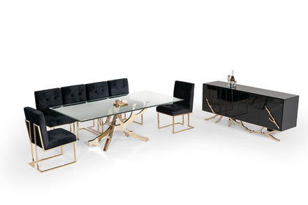 Legend Modern Glass & Gold Dining Table - image 5