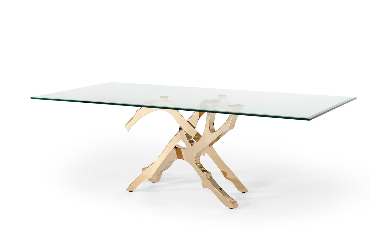 Legend Modern Glass & Gold Dining Table - image 3