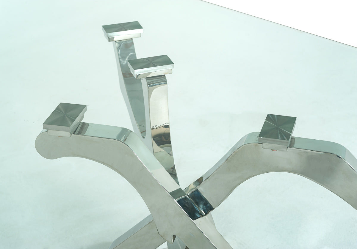 Legend Modern Glass & Stainless Steel Dining Table - image 3