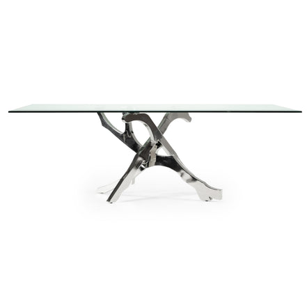 Legend Modern Glass & Stainless Steel Dining Table - image 5