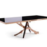 Legend - Modern Black Glass & Rosegold Dining Table