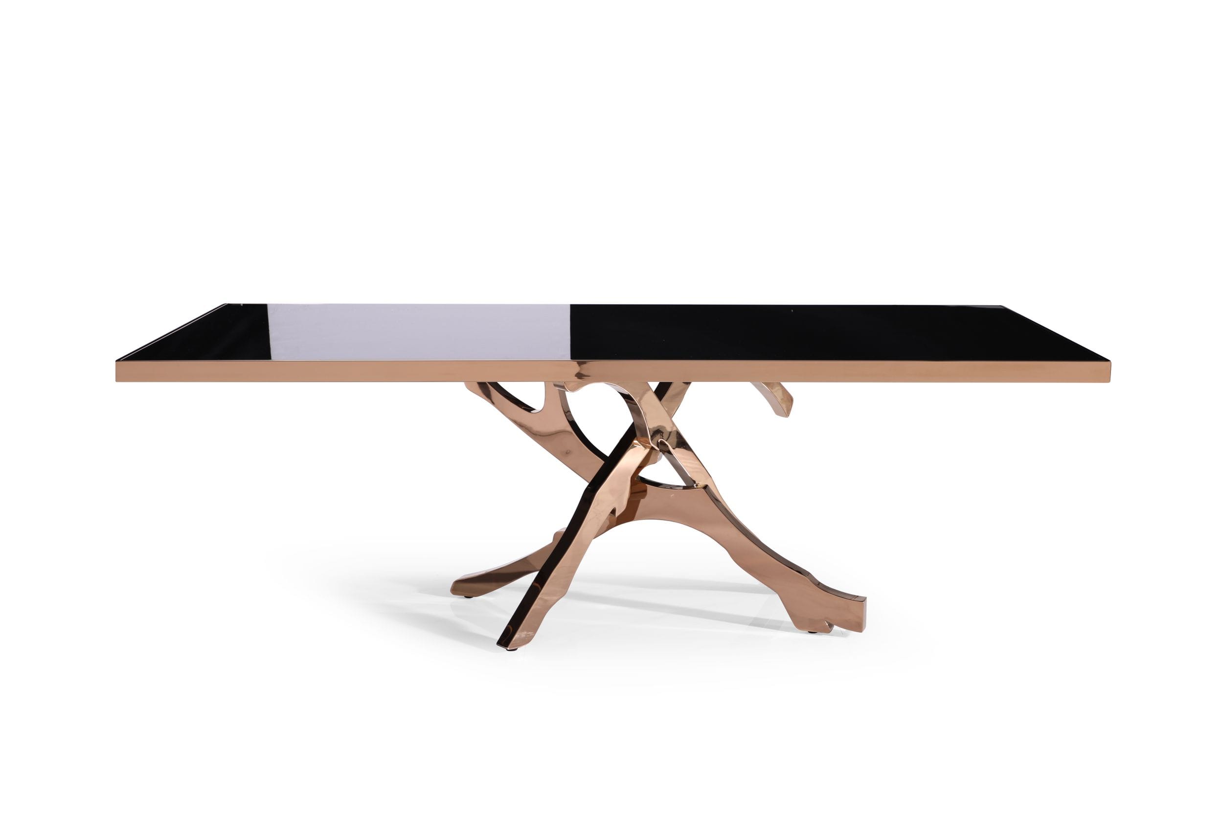 Legend - Modern Black Glass & Rosegold Dining Table - image 2