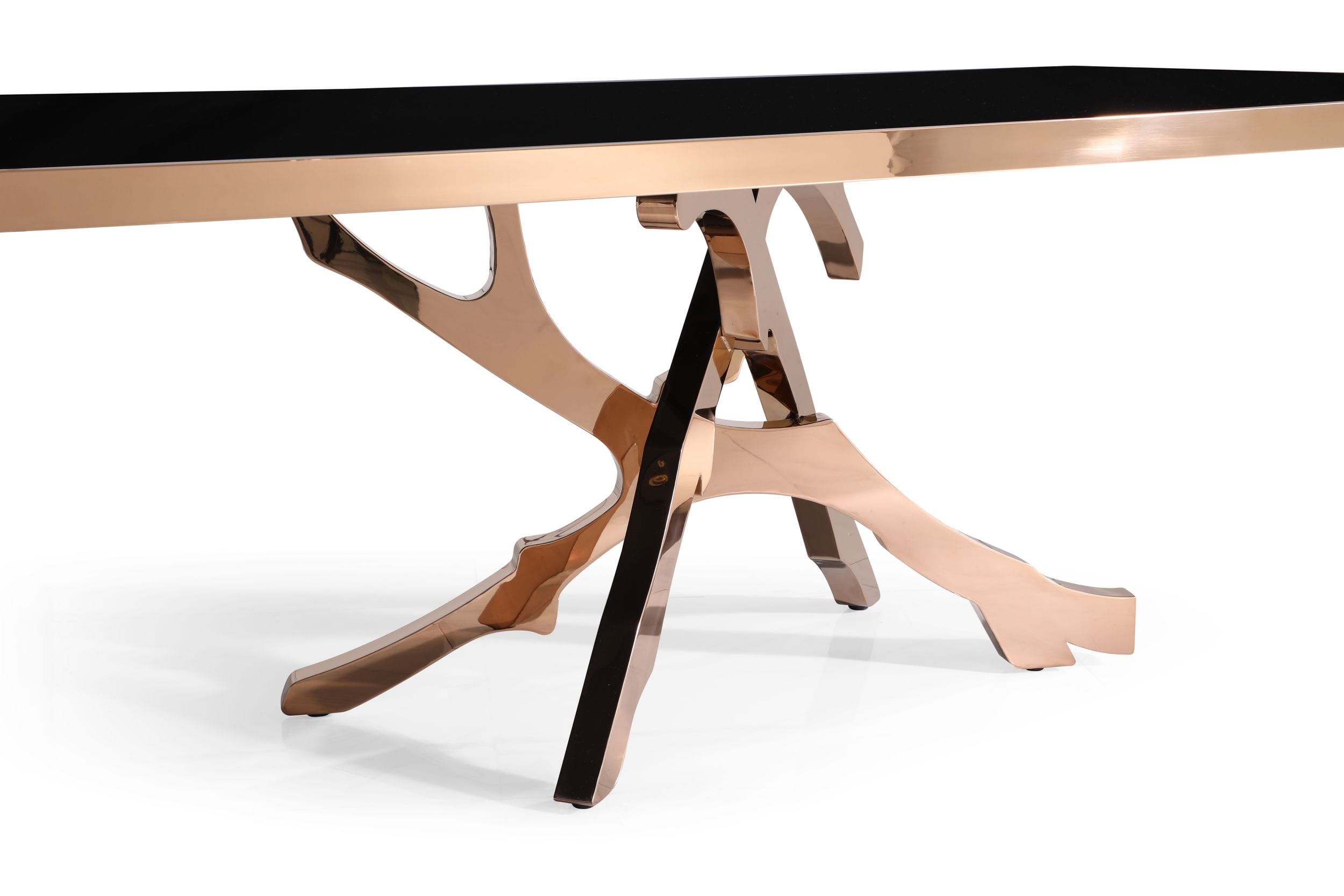 Legend - Modern Black Glass & Rosegold Dining Table - image 4