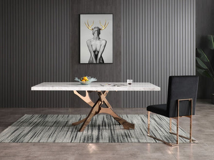 Legend - Modern White Marble & Rosegold Dining Table - image 2