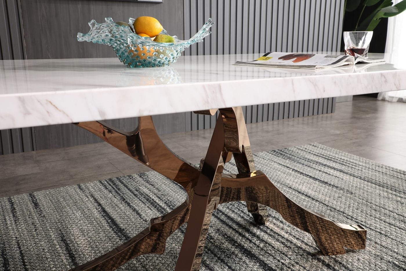 Legend - Modern White Marble & Rosegold Dining Table - image 5