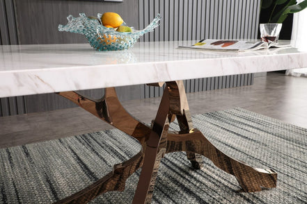 Legend - Modern White Marble & Rosegold Dining Table - image 5