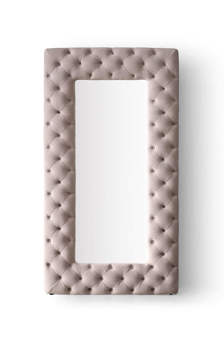 Legend - Transitional Grey Velvet Floor Mirror