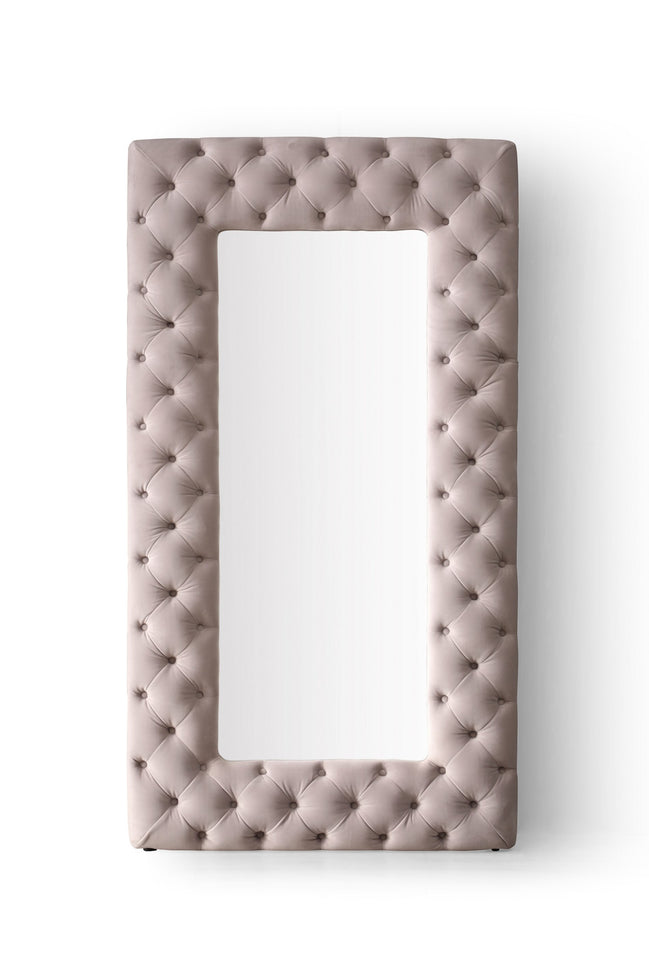 Legend - Transitional Grey Velvet Floor Mirror