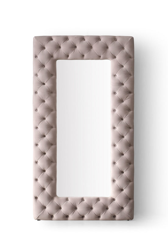 Legend - Transitional Grey Velvet Floor Mirror