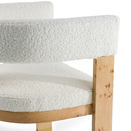 Letha - Modern Cream Fabric + Burl Dining Chair - image 5