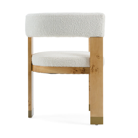 Letha - Modern Cream Fabric + Burl Dining Chair - image 2