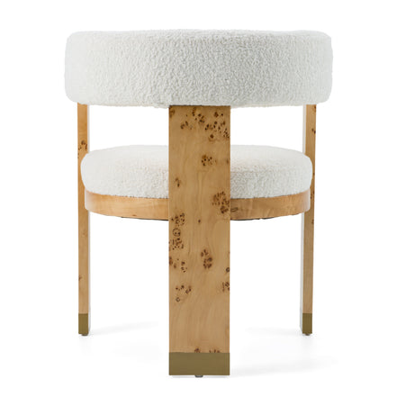 Letha - Modern Cream Fabric + Burl Dining Chair - image 3