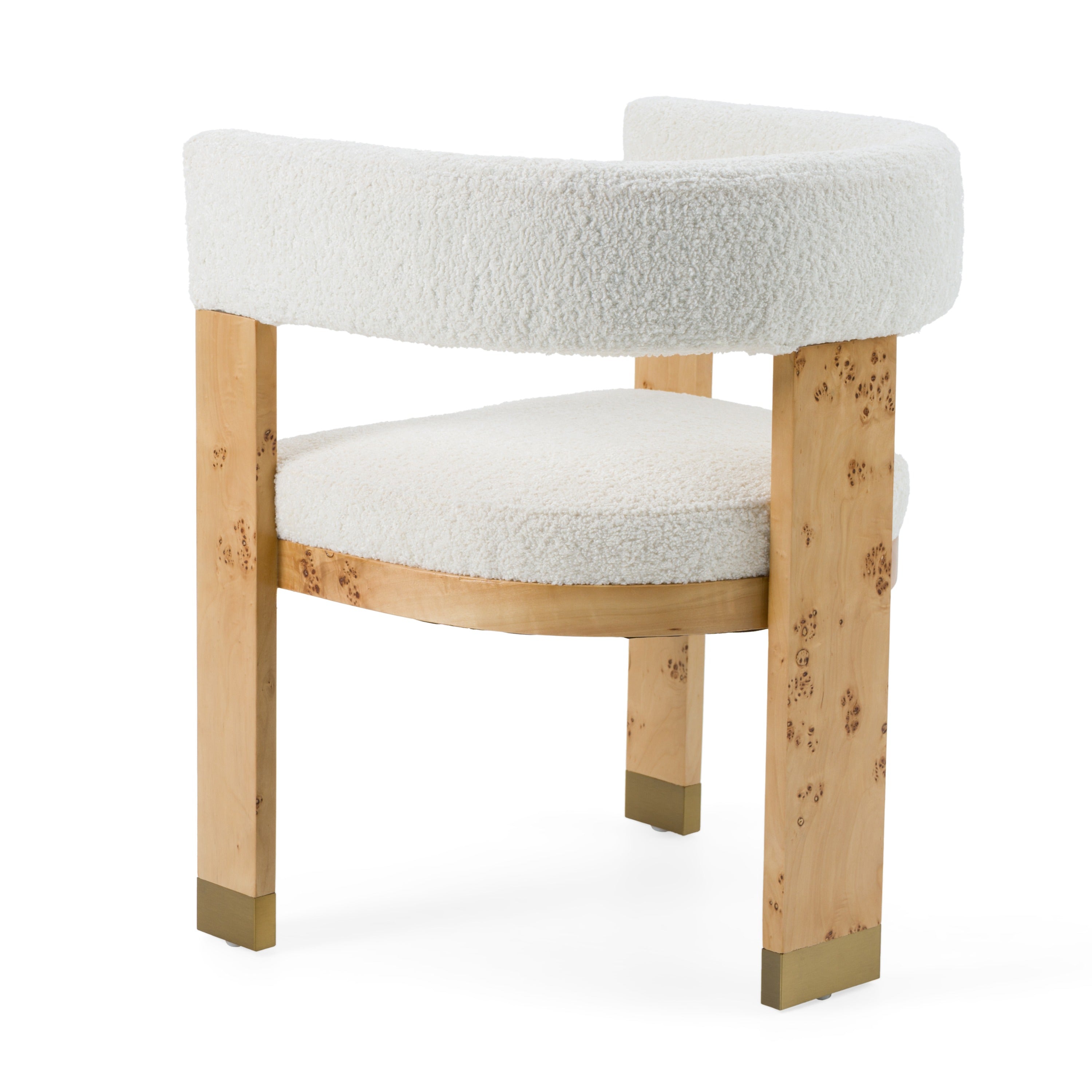 Letha - Modern Cream Fabric + Burl Dining Chair - image 4