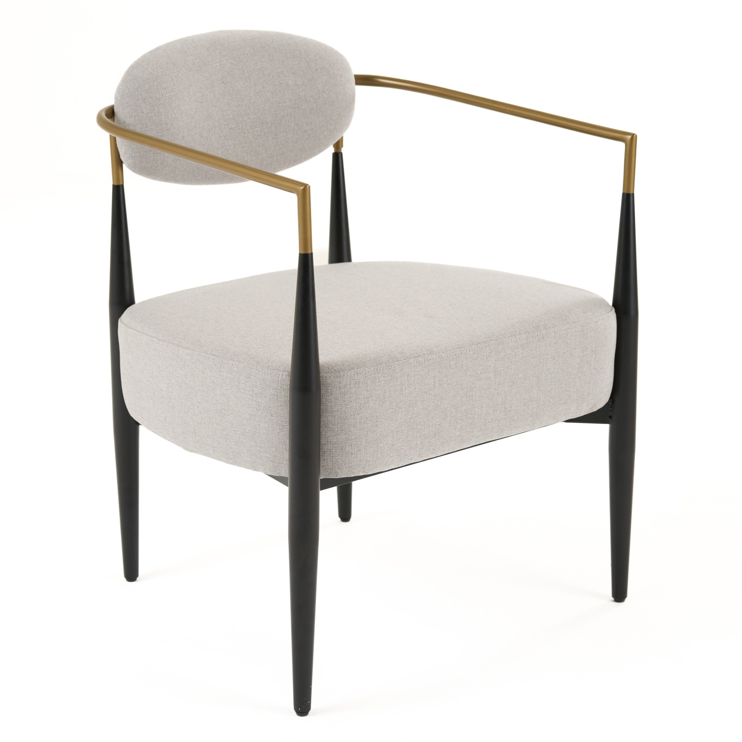 Liberty - Modern Light Grey Fabric + Black & Gold Accent Chair - image 2