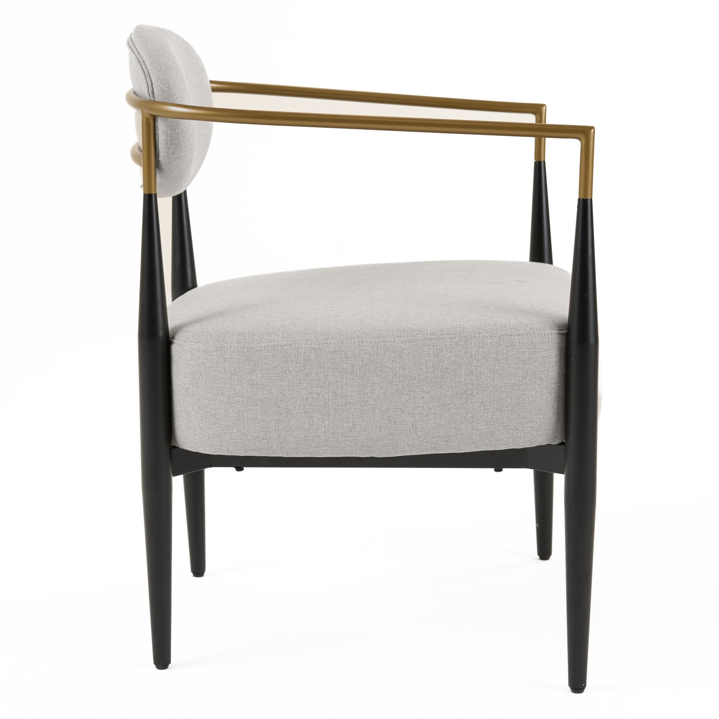 Liberty - Modern Light Grey Fabric + Black & Gold Accent Chair - image 3