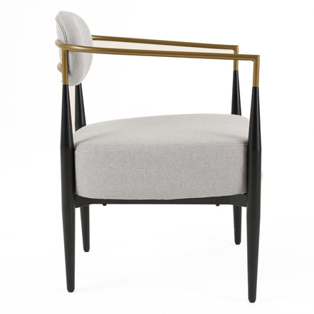 Liberty - Modern Light Grey Fabric + Black & Gold Accent Chair - image 3