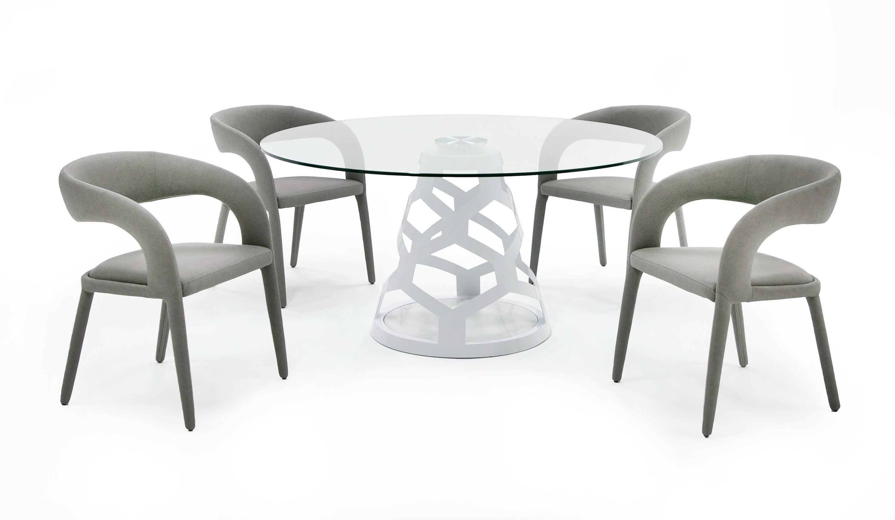 Lilly - Modern 12mm Round Glass + White Dining Table - image 2