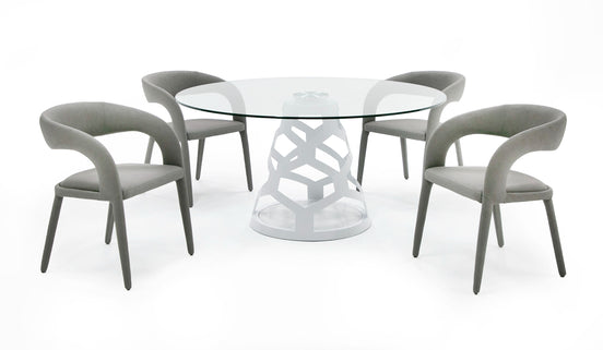 Lilly - Modern 12mm Round Glass + White Dining Table - image 2