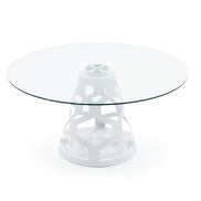 Lilly - Modern 12mm Round Glass + White Dining Table - image 3