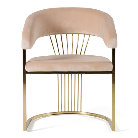 Linda - Modern Beige Velvet and Gold Dining Chair