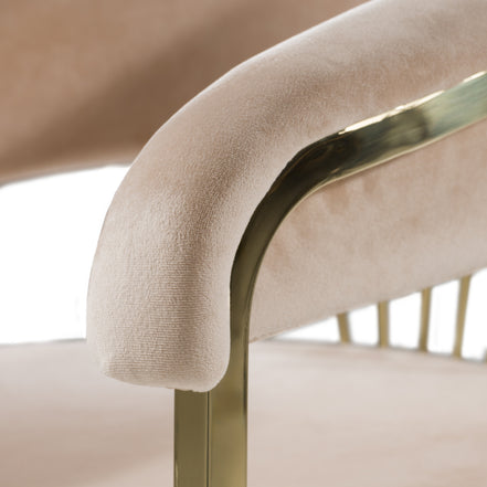 Linda - Modern Beige Velvet and Gold Dining Chair - image 5