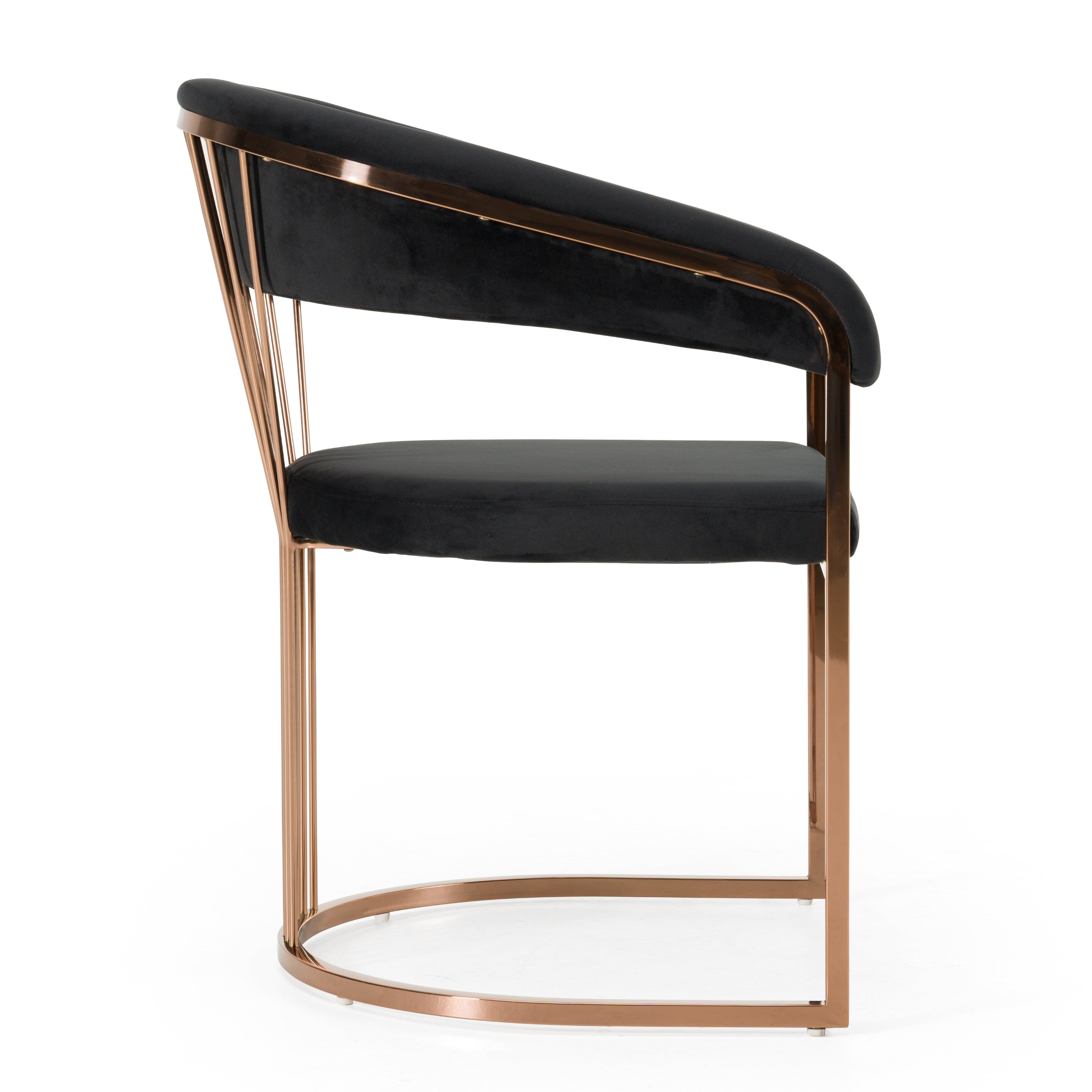 Linda - Modern Black Velvet and Rosegold Dining Chair - image 2