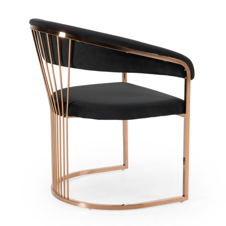 Linda - Modern Black Velvet and Rosegold Dining Chair - image 3