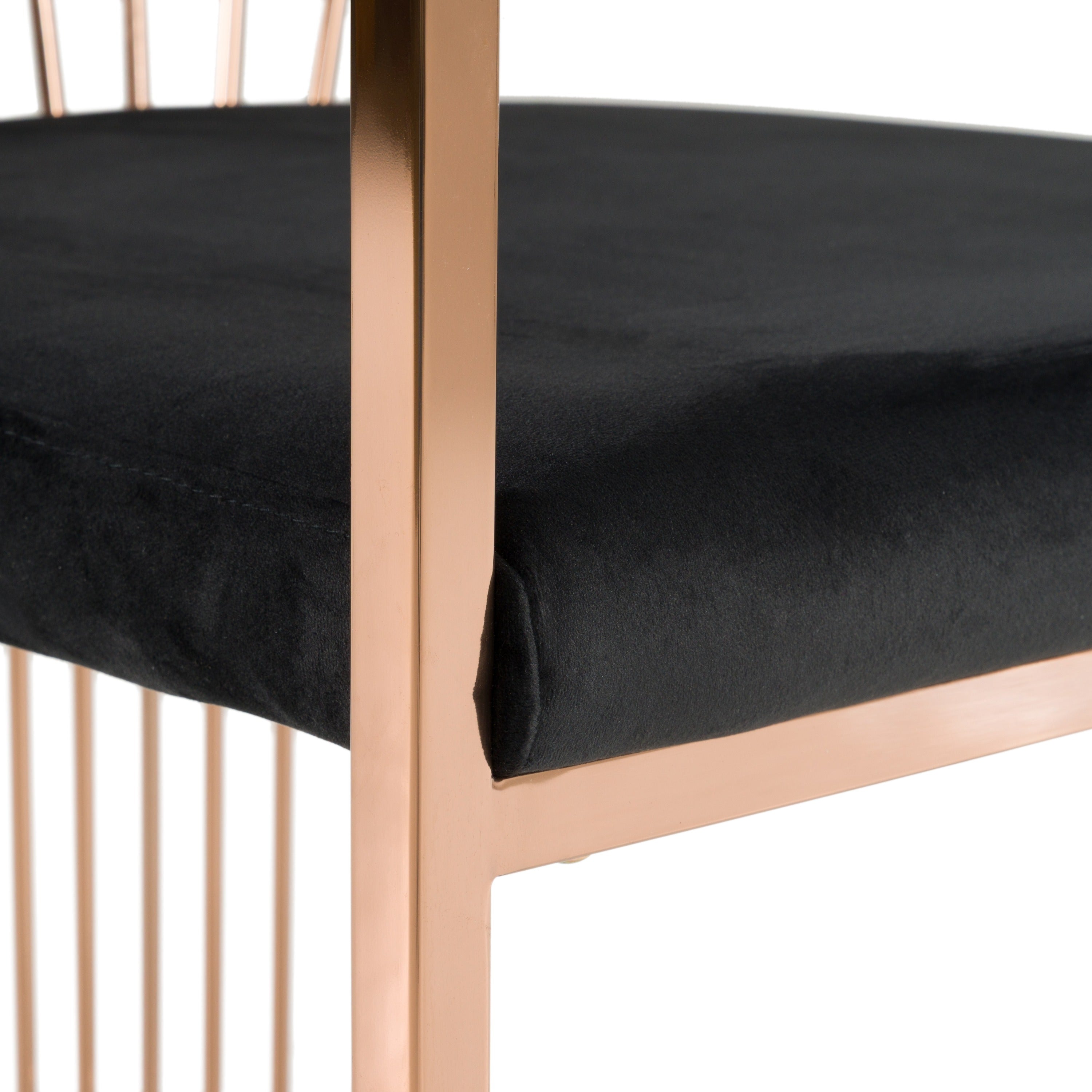 Linda - Modern Black Velvet and Rosegold Dining Chair - image 5