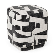 Loftis - Modern Black & White Fabric Ottoman