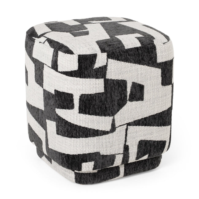 Loftis - Modern Black & White Fabric Ottoman