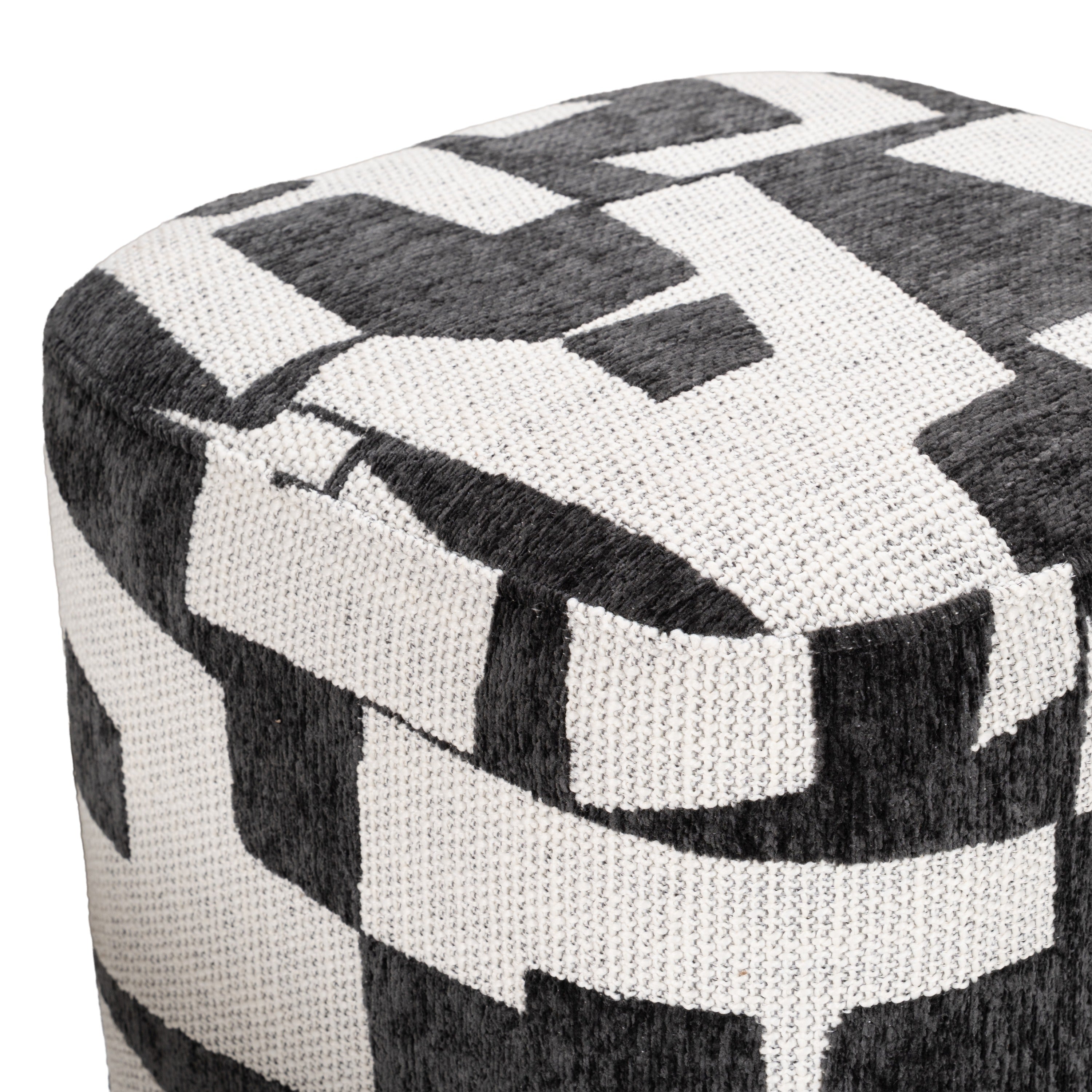 Loftis - Modern Black & White Fabric Ottoman - image 2