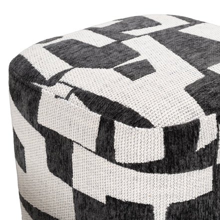 Loftis - Modern Black & White Fabric Ottoman - image 2