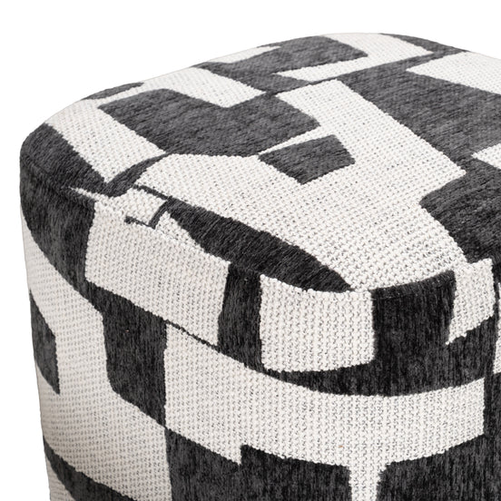 Loftis - Modern Black & White Fabric Ottoman - image 2