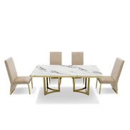 Loomis - White Marble & Gold Dining Table - image 2