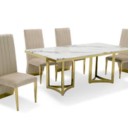 Loomis - White Marble & Gold Dining Table