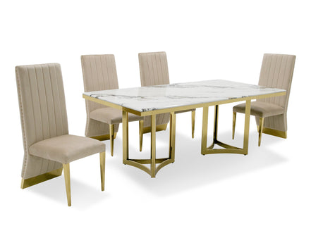 Loomis - White Marble & Gold Dining Table
