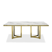 Loomis - White Marble & Gold Dining Table - image 4