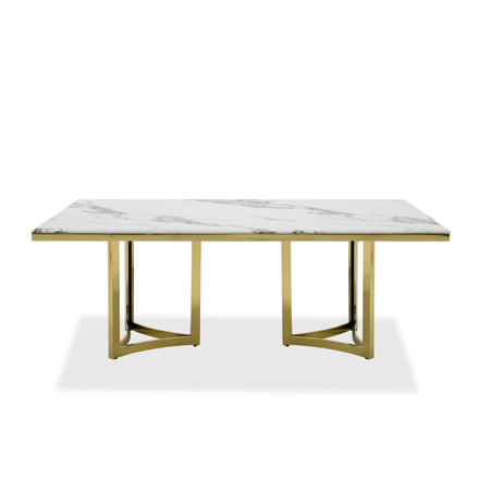 Loomis - White Marble & Gold Dining Table - image 4