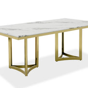 Loomis - White Marble & Gold Dining Table - image 5