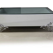 LS538 Emma Modern White Coffee Table w/ Glass Top