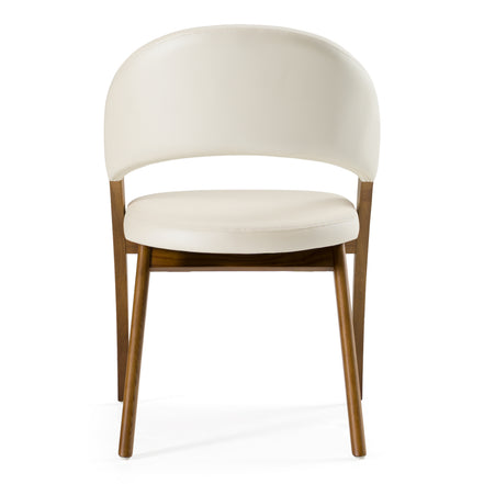 Lucas Mid-Century Cream & Walnut Dining Chair - image 3