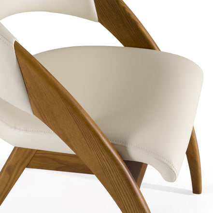 Lucas Mid-Century Cream & Walnut Dining Chair - image 4