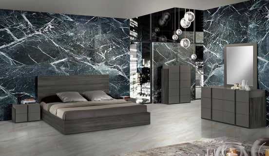Lucia - Full Size Italian Modern Matte Grey / Elm Grey Bed