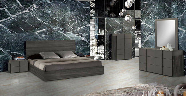 Full Lucia - Italian Modern Matte Grey / Elm Grey Bedroom Set