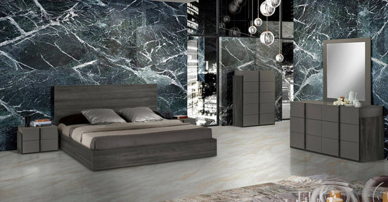 Full Lucia - Italian Modern Matte Grey / Elm Grey Bedroom Set