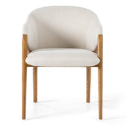 Lunde Cream Fabric and Walnut Arm Dining Chair