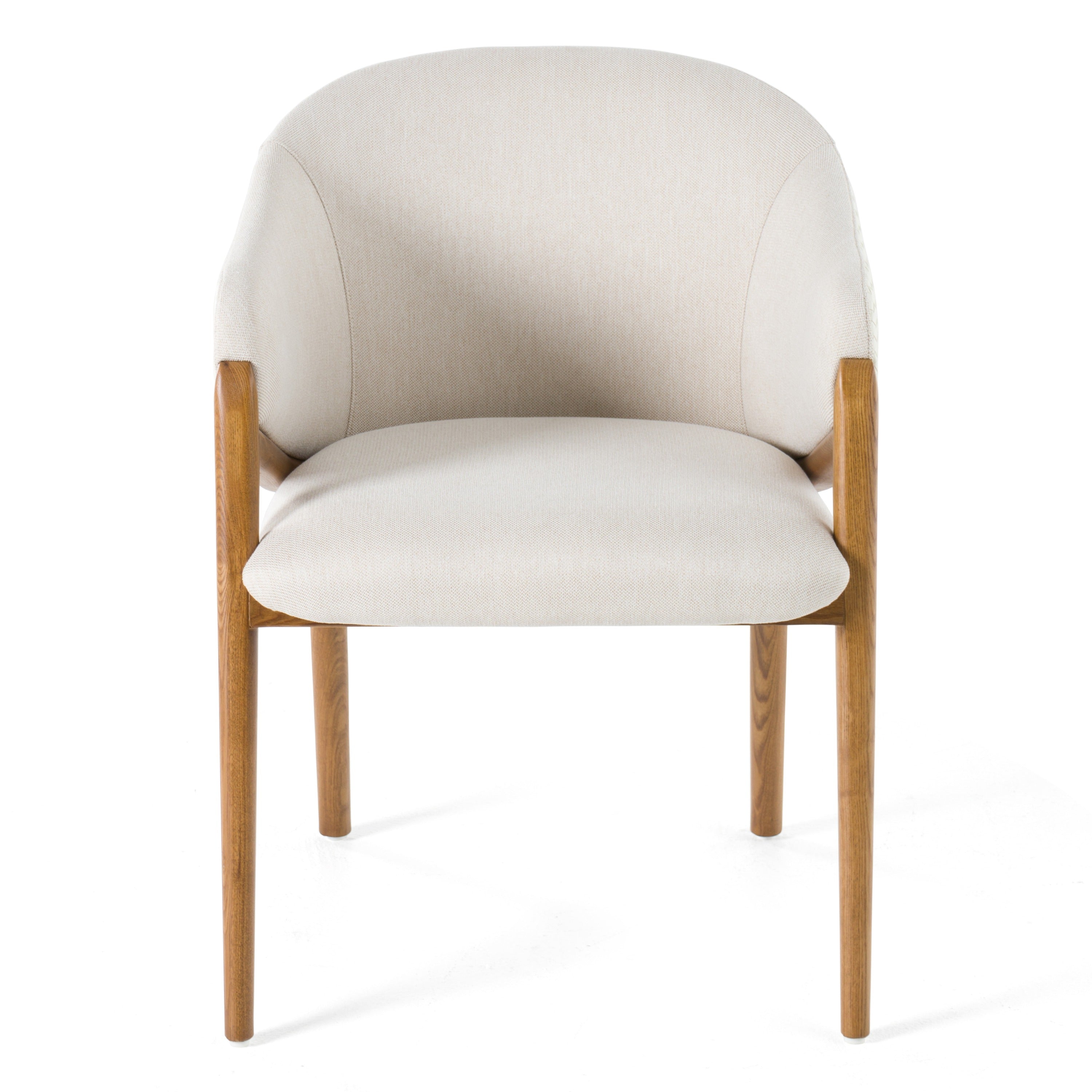 Lunde Cream Fabric and Walnut Arm Dining Chair - image 2