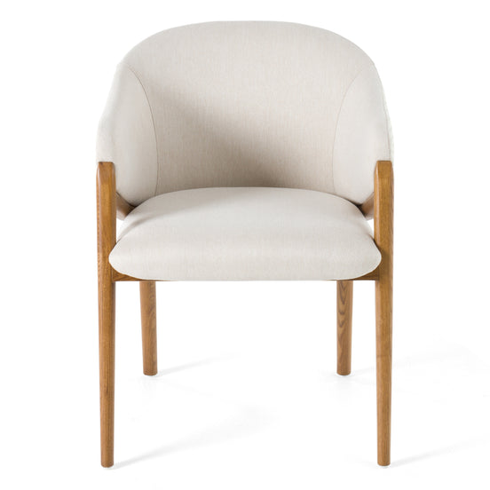 Lunde Cream Fabric and Walnut Arm Dining Chair - image 2