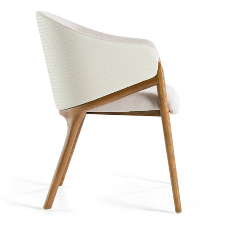 Lunde Cream Fabric and Walnut Arm Dining Chair - image 3
